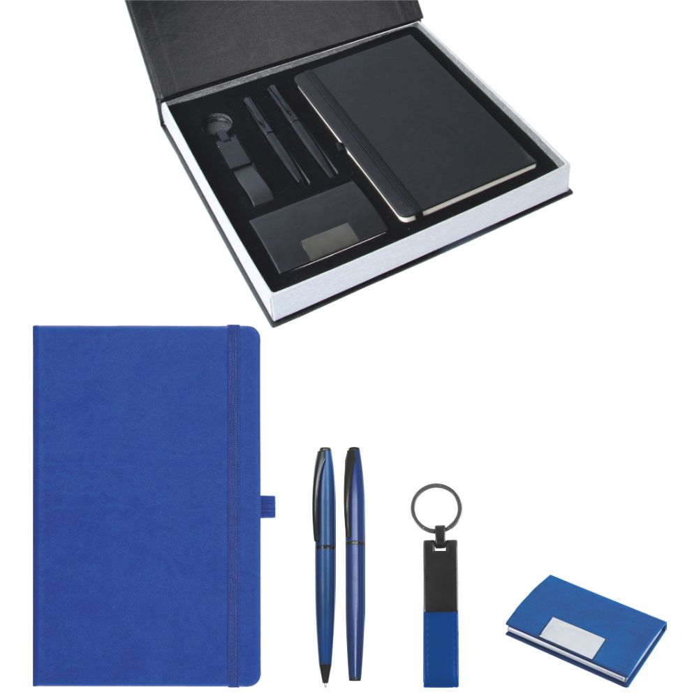 Promosyon Tarihsiz Defter + Roller ve Metal Kalem + Kartvizitlik + Anahtarlık Kutulu Hediyelik Set GT01007