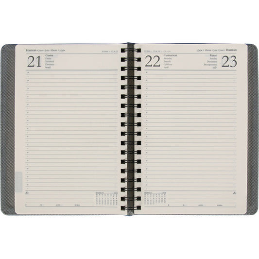 Promosyon Spiralli Termo PU Deri Sert Kapak Tarihli Ajanda (16.5x22 cm) AJ01009