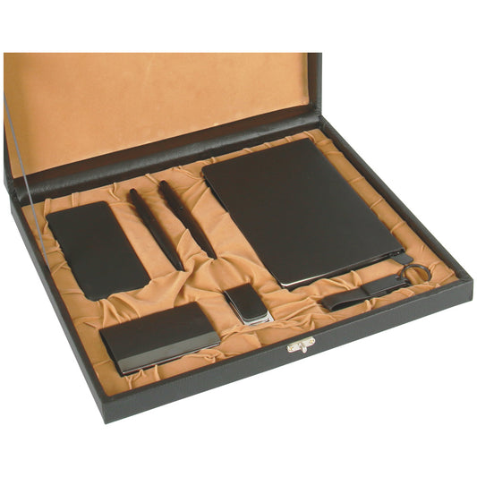 Promosyon Tarihsiz Defter + Kartvizitlik + Roller ve Metal Kalem + Powerbank + USB Bellek + Anahtarlık Kutulu Hediyelik Set GT01015