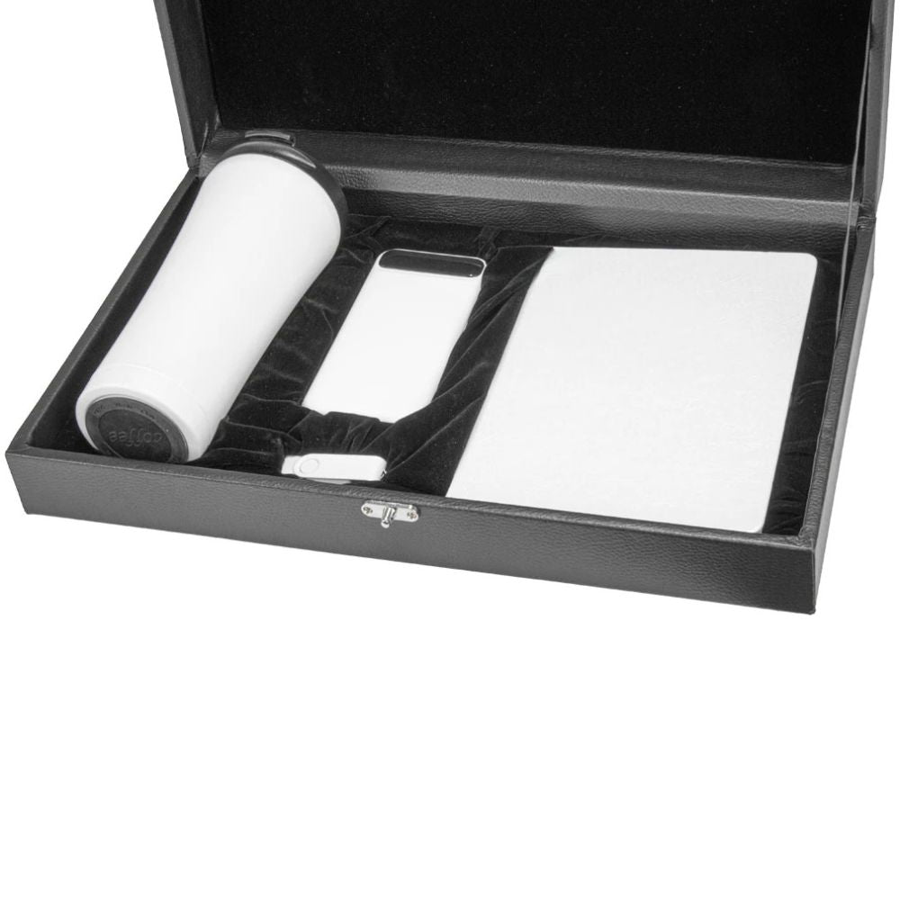Promosyon Tarihsiz Defter + Termos + Powerbank + USB Bellek Kutulu Hediyelik Set GT01016