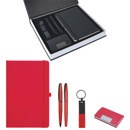 Promosyon Tarihsiz Defter + Roller ve Metal Kalem + Kartvizitlik + Anahtarlık Kutulu Hediyelik Set GT01007