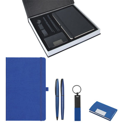 Promosyon Tarihsiz Defter + Roller ve Metal Kalem + Kartvizitlik + Anahtarlık Kutulu Hediyelik Set GT01007