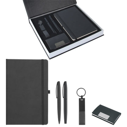 Promosyon Tarihsiz Defter + Roller ve Metal Kalem + Kartvizitlik + Anahtarlık Kutulu Hediyelik Set GT01007