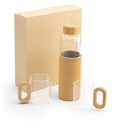 Promosyon 550 ml Bambu Detaylı Kraft Kutulu Cam Matara-Bardak Seti DW02005 · DW02005-01