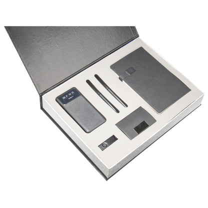 Promosyon Tarihsiz Defter + Kartvizitlik + Roller ve Metal Kalem + Powerbank + USB Bellek +  Anahtarlık Kutulu Hediyelik Set GT01012