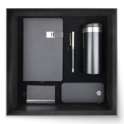 Promosyon Tarihsiz Defter + Ledli Powerbank + Termos + Kartvizitlik + Roller Kalem Kutulu Hediyelik Set GT01038 · GT01038-01