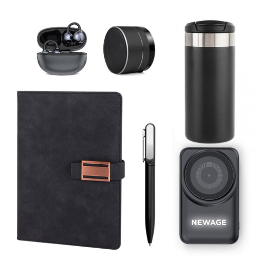 Promosyon Tarihsiz Defter + Termos + Magsafe Powerbank + Bluetooth Hoparlör + Bluetooth Kulaklık +Metal Tükenmez Kalem Kutulu Hediyelik Set GT01044 · GT01044-02