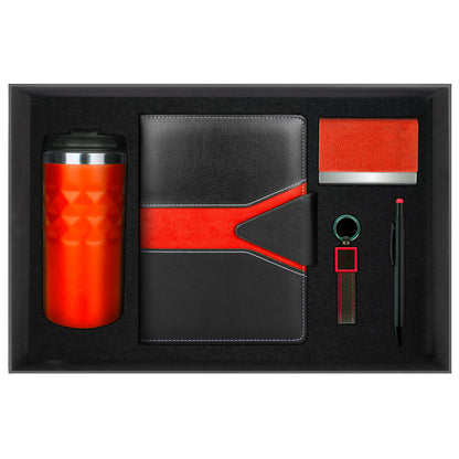 Promosyon Tarihsiz Defter + Termos + Kartvizitlik + Deri Anahtarlık + Metal Tükenmez Kalem Kutulu Hediyelik Set GT01045 · GT01045-01