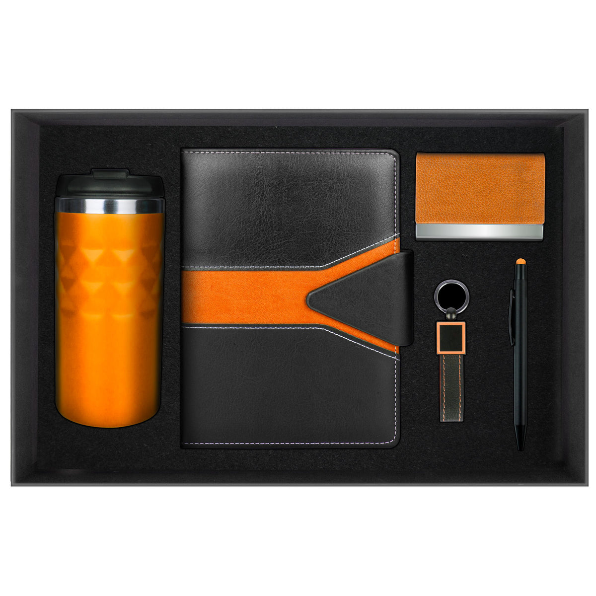 Promosyon Tarihsiz Defter + Termos + Kartvizitlik + Deri Anahtarlık + Metal Tükenmez Kalem Kutulu Hediyelik Set GT01045 · GT01045-06
