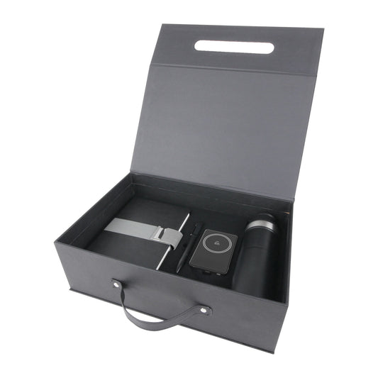 Promosyon Tarihsiz Defter + Termos + Magsafe Powerbank + Işıklı Metal Tükenmez Kalem Kutulu Hediyelik Set GT01046 · GT01046-01