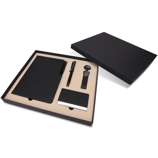 Promosyon Tarihsiz Defter + Kartvizitlik + Deri Anahtarlık + Metal Tükenmez Kalem Kutulu Hediyelik Set GT01047 · GT01047-01