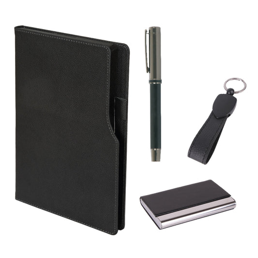 Promosyon Tarihsiz Defter + Kartvizitlik + Deri Anahtarlık + Metal Tükenmez Kalem Kutulu Hediyelik Set GT01047 · GT01047-02