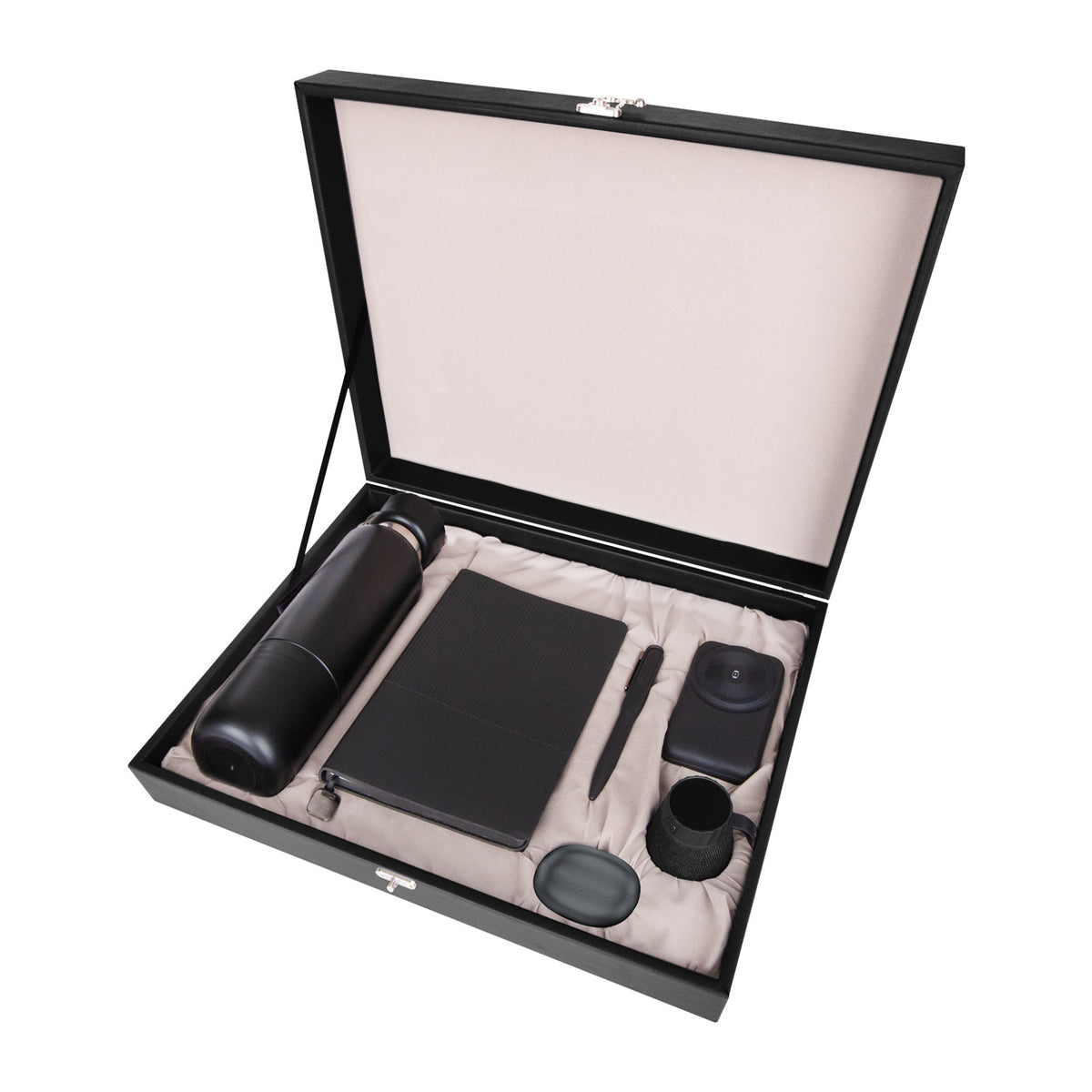 Promosyon Termos + Powerbank + Bluetooth Hoparlör + Bluetooth Kulaklık + USB Kalem + Tarihsiz Defter Hoşgeldin Hediye Seti GT01048 · GT01048-01