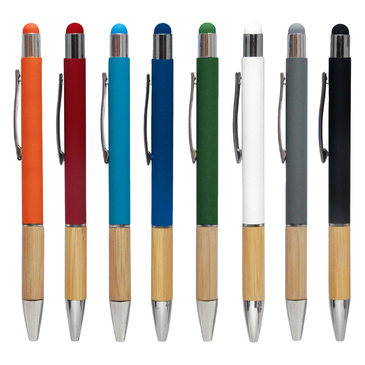 Promosyon Metal Rubber Gövde Bambu Touch Pen Tükenmez Kalem KL02023