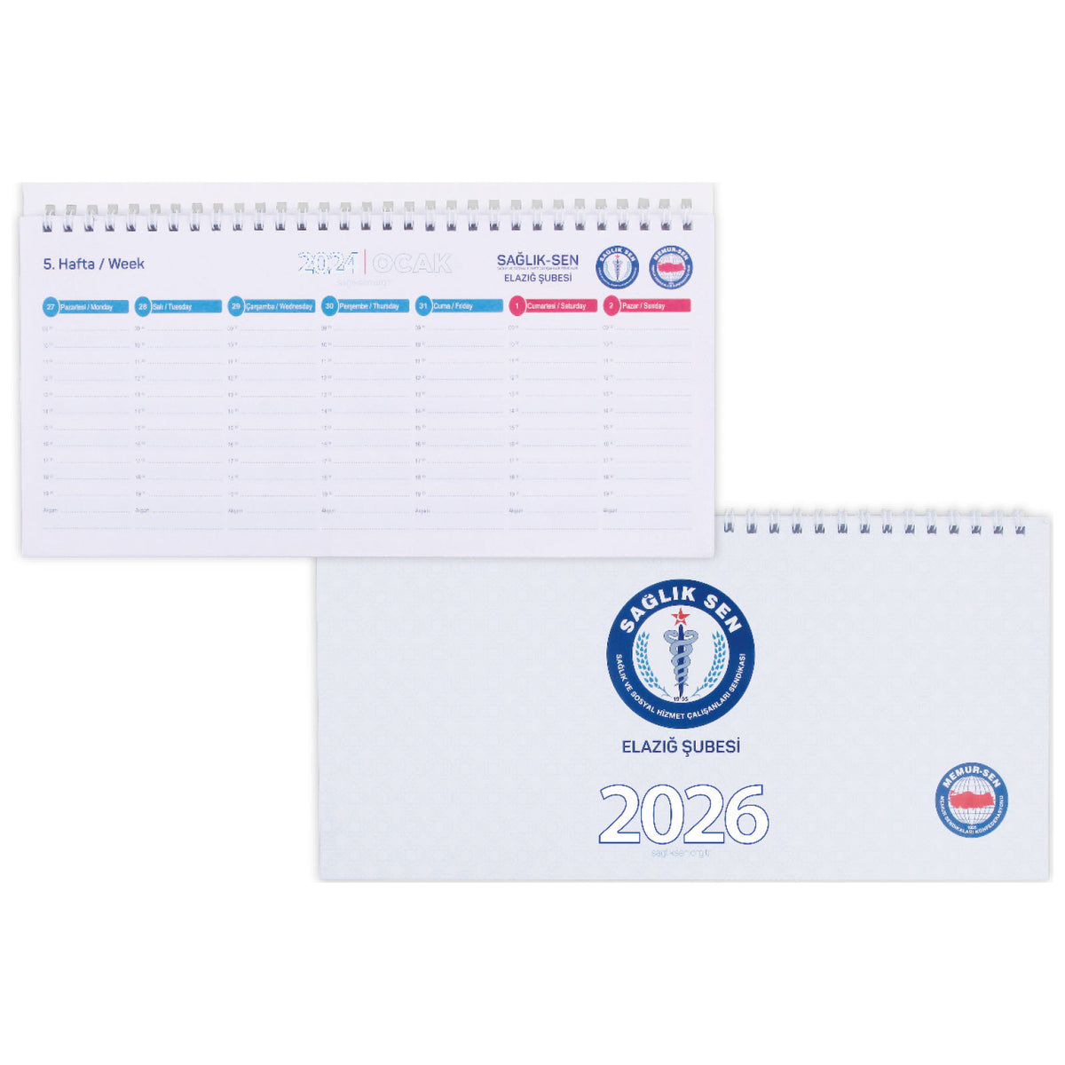 Promosyon Günlük Tarihli Spiralli Karton Kapaklı Sümen (12 x 32,5 CM) MB01062 · MB01062-01