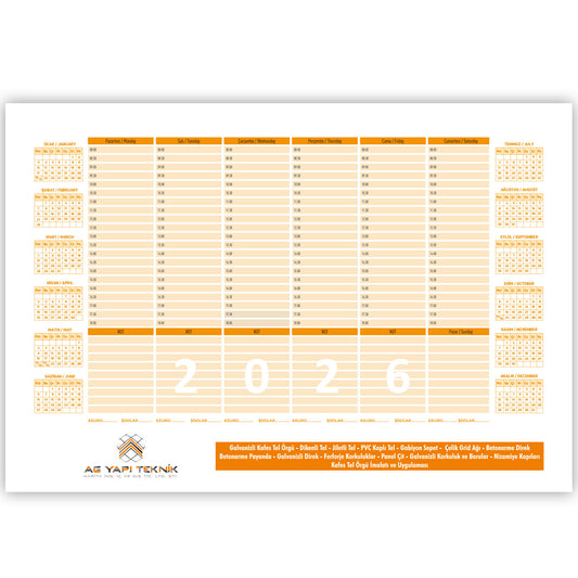 Promosyon Takvimli Tarihsiz Tutkallı Sümen (28 x 39,5 CM) MB01063 · MB01063-01