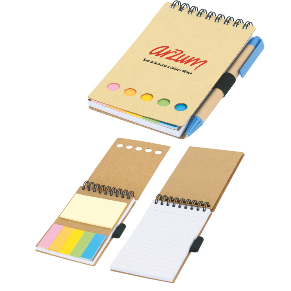 Promosyon Geri Dönüşümlü Üstten Spiralli Kraft Defter (8,5x14cm) RC01003