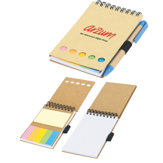 Promosyon Geri Dönüşümlü Üstten Spiralli Kraft Defter (8,5x14cm) RC01003
