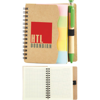 Promosyon Geri Dönüşümlü Kraft Spiralli Yapışkan Notlu Defter (11,5x13cm) RC01009