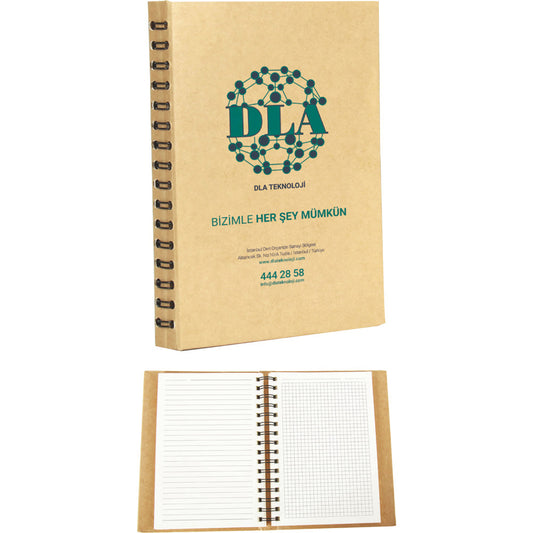 Promosyon Geri Dönüşümlü Kraft Gizli Spiralli Defter (16x22cm) RC01014