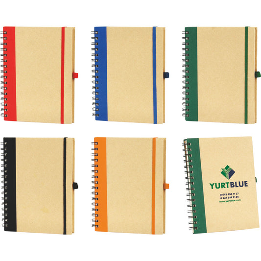 Promosyon Geri Dönüşümlü Kraft Spiralli Defter (16x21,5cm) RC01015